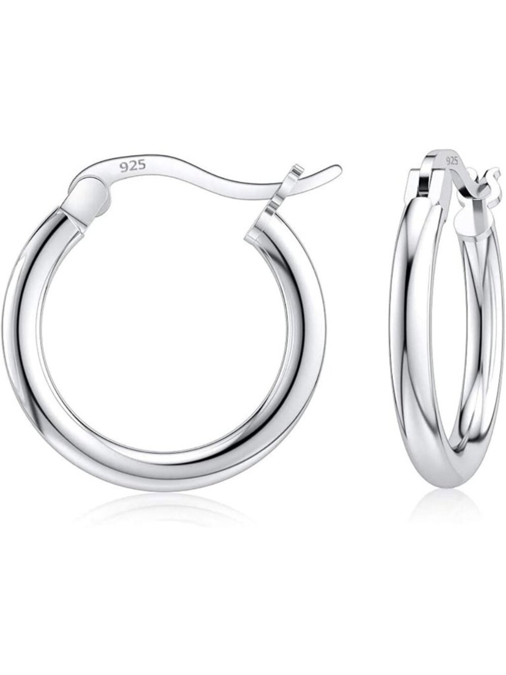 925 Sterling Silver Round Hoop Earrings for Women & Men - 10MM to 25MM Sizes